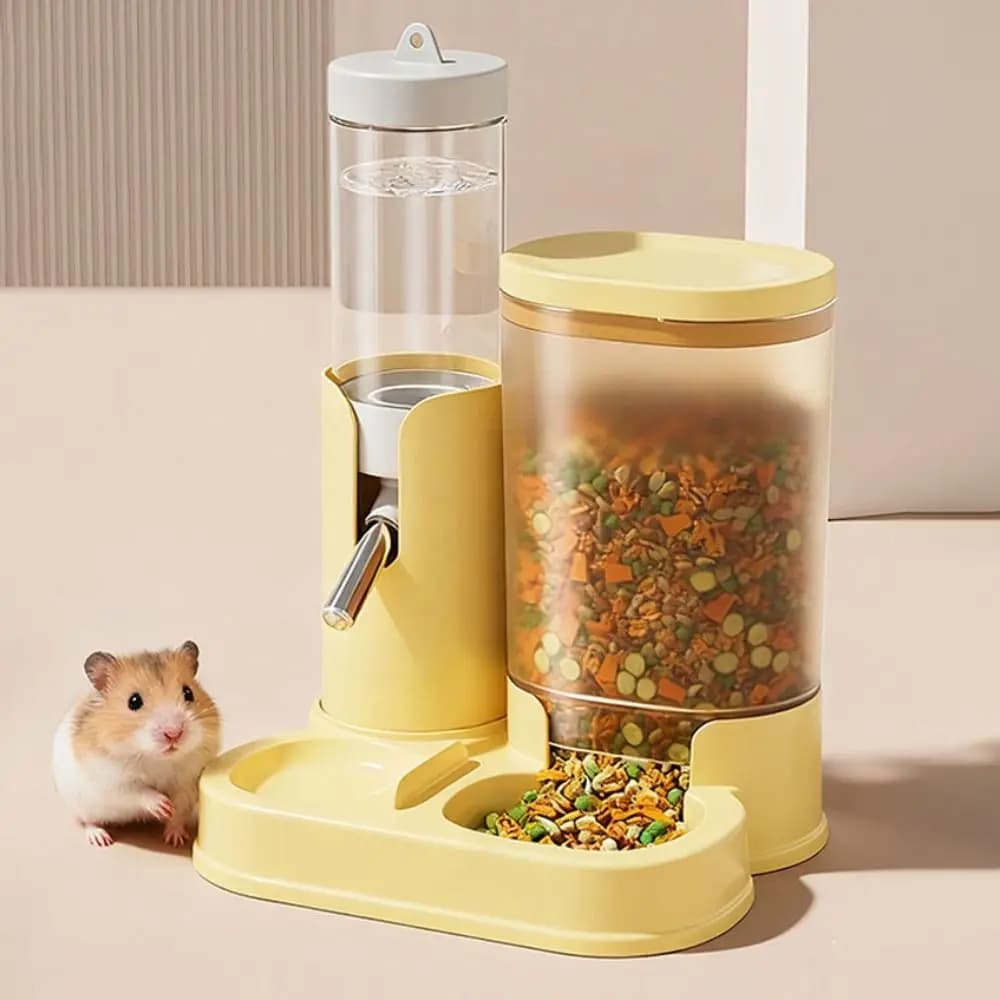 Dispenser automatico per animali domestici a prova di perdite con distributore d'acqua per criceti 2 in 1 senza gocce con ciotola per alimentazione alimentare di base per piccoli animali