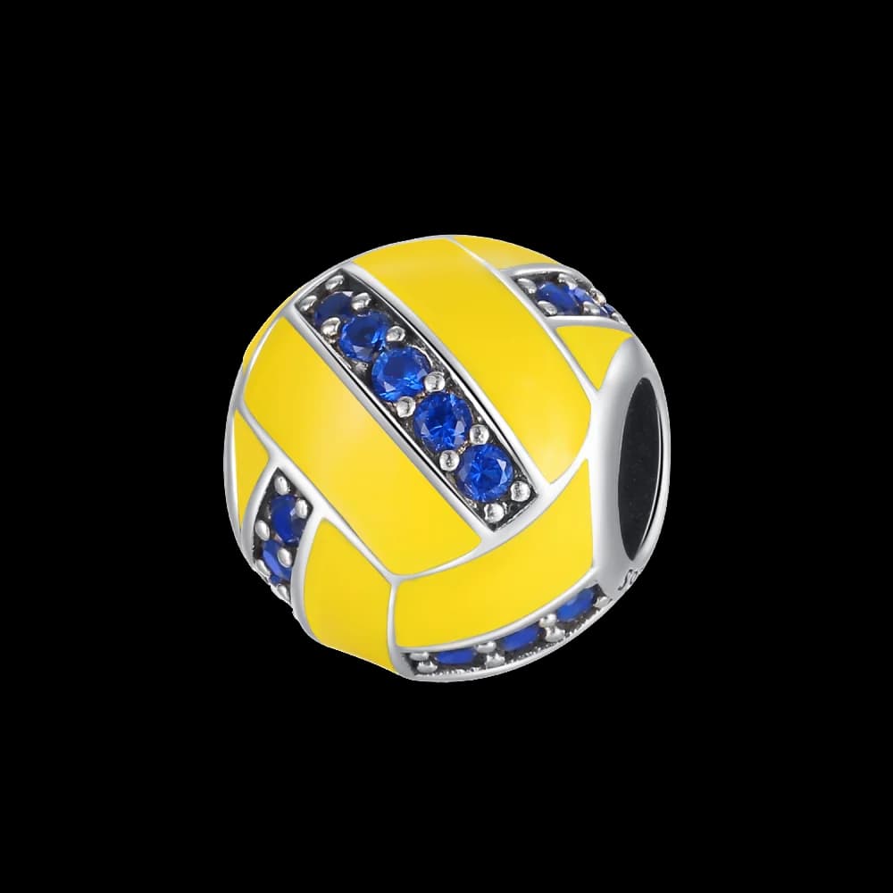 i925 sterling silver sparkling volleyball beads compatible with original bracelet, men's and women's DIY jewelry gift