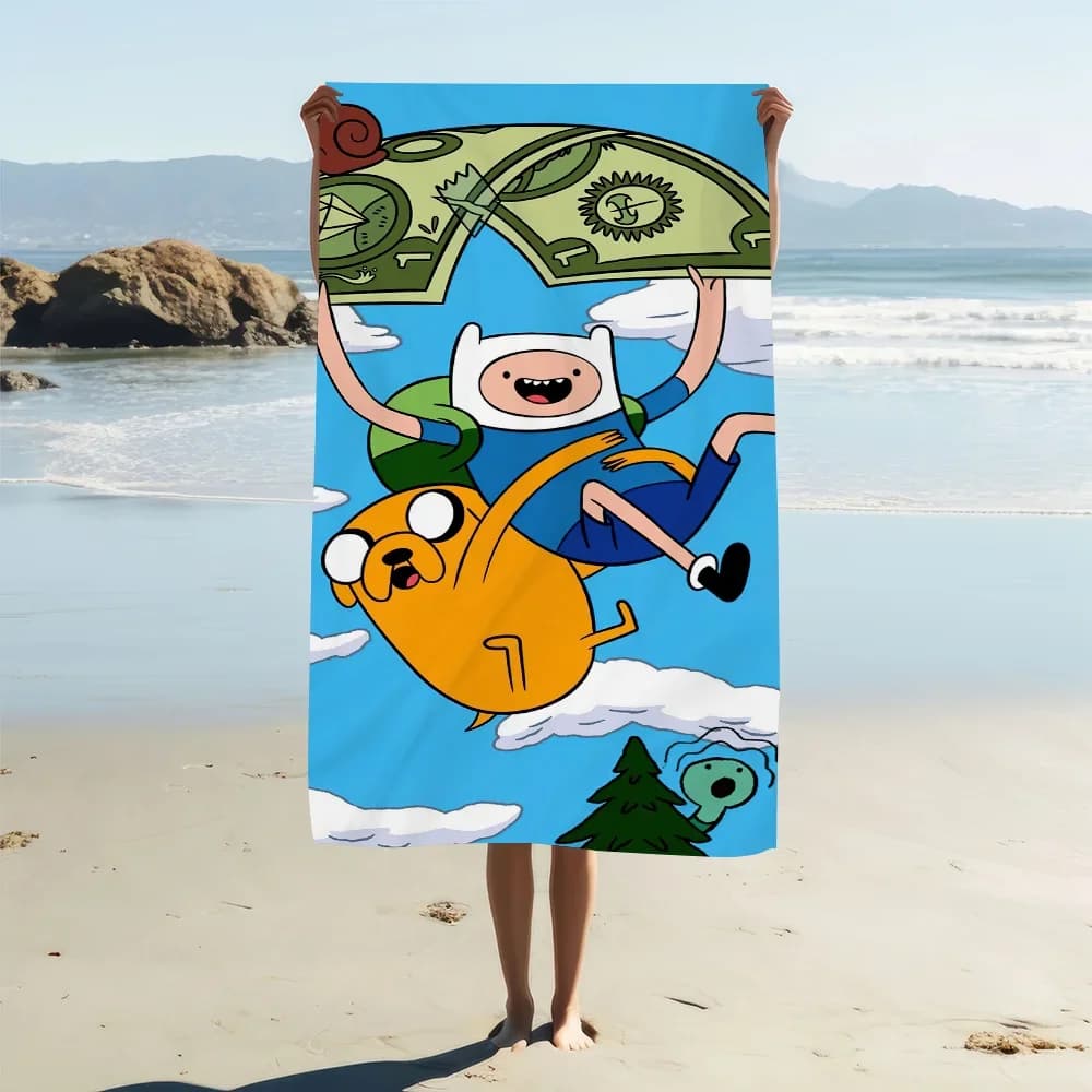 A-Adventure Cartoon T-Time Asciugamano Piscina Asciugamano da spiaggia Portatile Quick Dry Sabbia Viaggio all'aperto Coperta da bagno Tappetino sottile Asciugamani da bagno