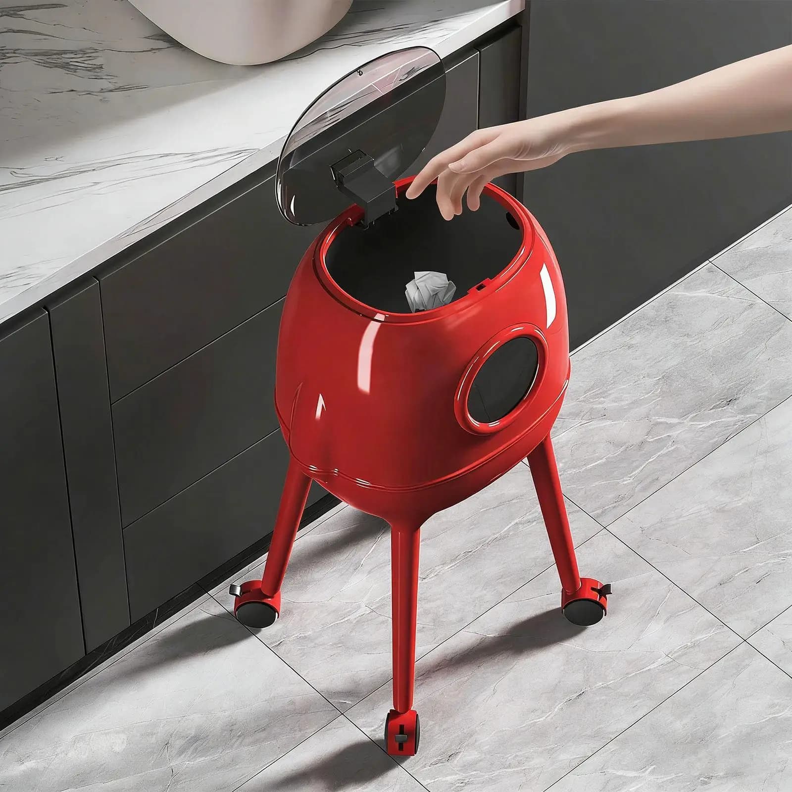 Cestino Versatile in Robusto Materiale PP PET con Doppio Scomparto per Cucina, Camera da Letto, Ufficio e Riciclaggio