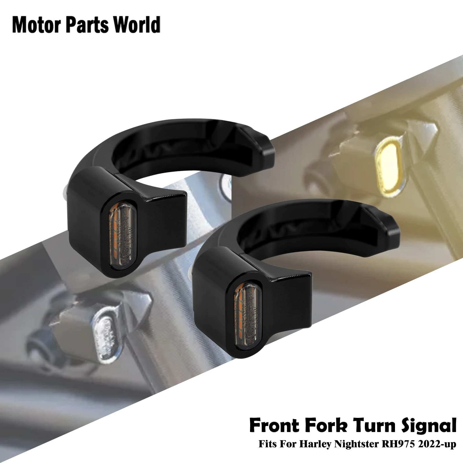 Front Fork Shock Absorbers Lights For Harley Sportster Nightster 975 2022-UP Motorcycle LED Turn Signal E-Mark Indicator Lamp