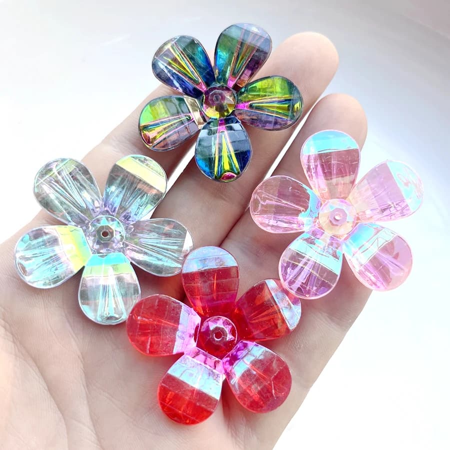 Strass floreali AB lucidi da 40mm adatti per gioielli con forcina accessori per la decorazione della casa 10 pz/lotto