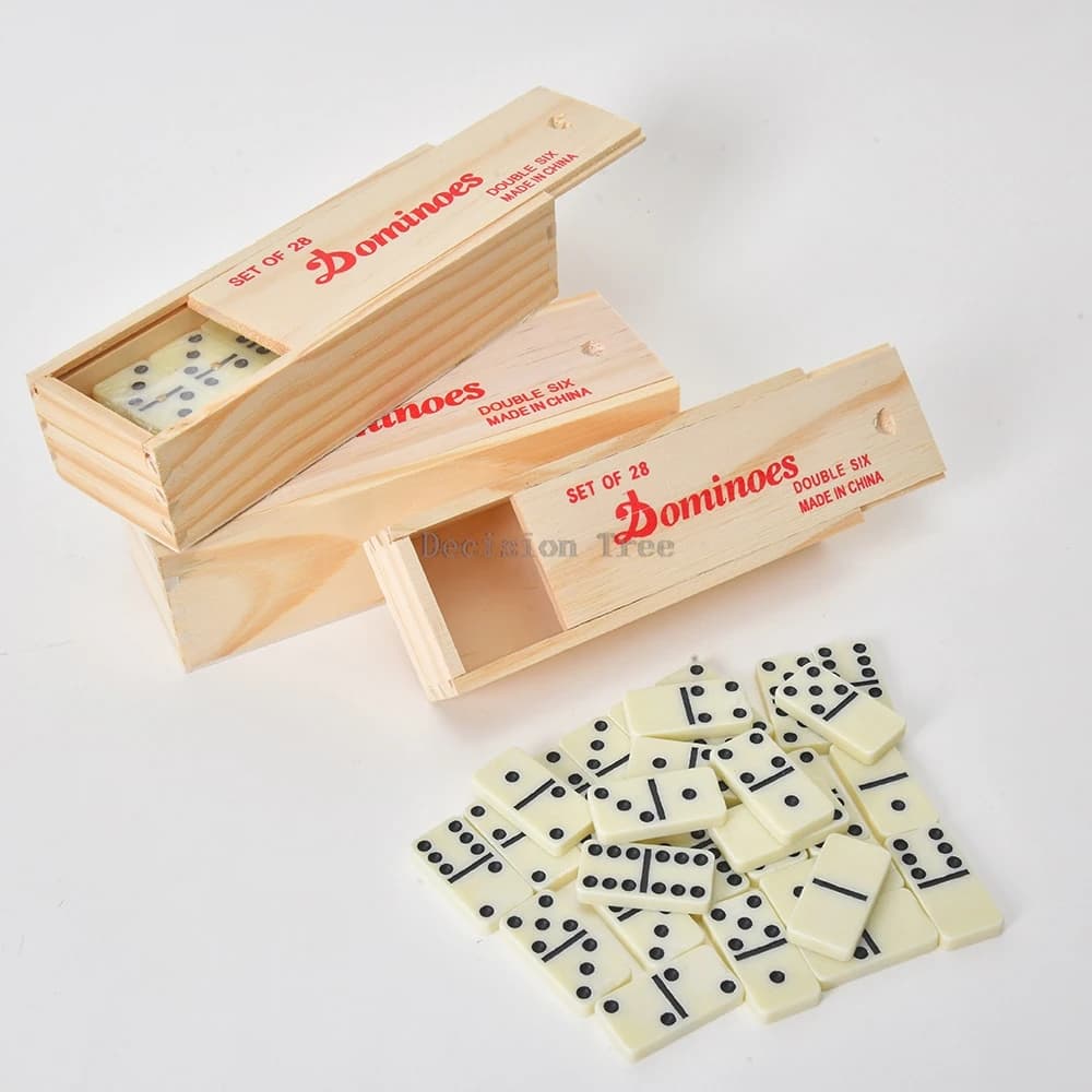 2025 new 14 piece of domino card board wooden box domino set game puzzle board game table game chess can be wholesale a001