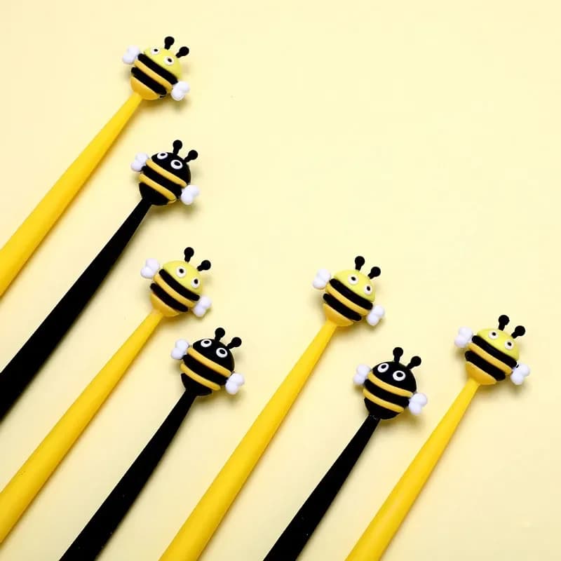 24 pezzi creativi in silicone adorabile 0,5 mm ape studente materiale scolastico Kawaii cancelleria penna carina penne gel