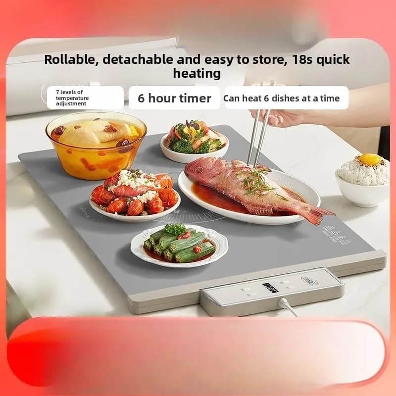 Heating cutting board, heating insulating plate, automatic home device at constant temperature to heat rice, folding and rollable