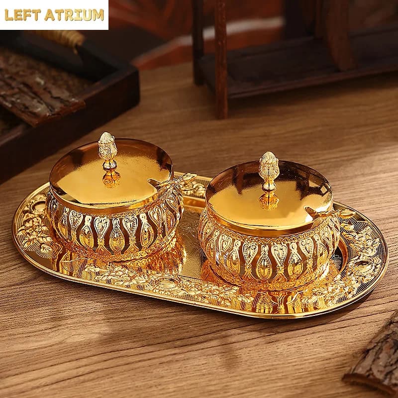 European Style Metal Glass Seasoning Jar Creative Kitchen Seasoning Storage Jar Home Spice Jar Set Creative Seasoning Tools