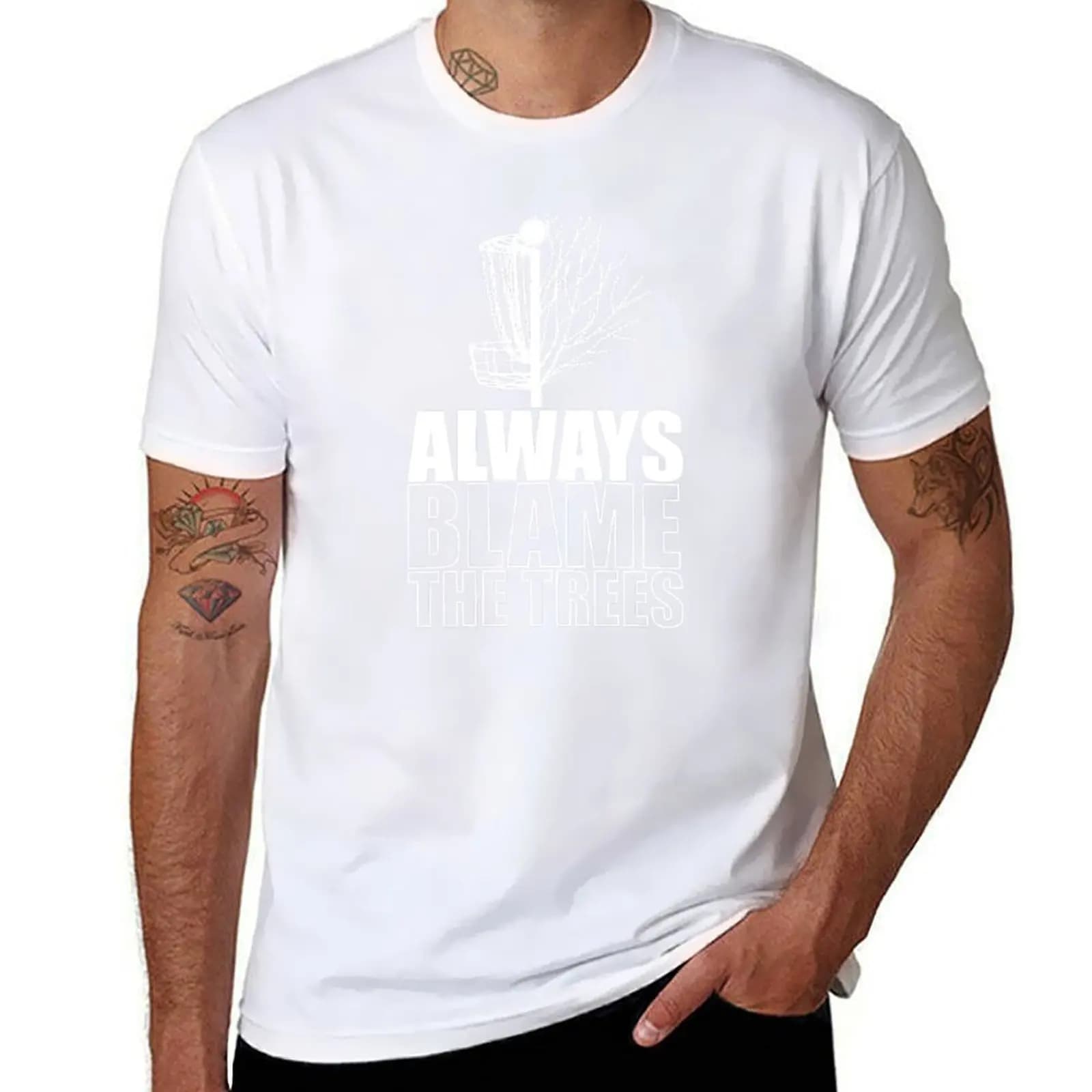T-shirt divertente Disc Golf Always Blame The Trees T-shirt basic a maniche corte in tinta unita