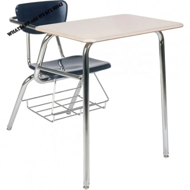 Banchi Scolastici Singoli in Legno di Diverse Dimensioni, Altezza Regolabile, in Plastica Monoblocco con Robuste Gambe in Metallo
