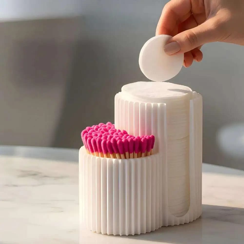 Cotton Swabs Storage Box Makeup Round Pad Holder Desktop Organizer Make Up Sponges Container Nail Art Tools Makeup Supplies