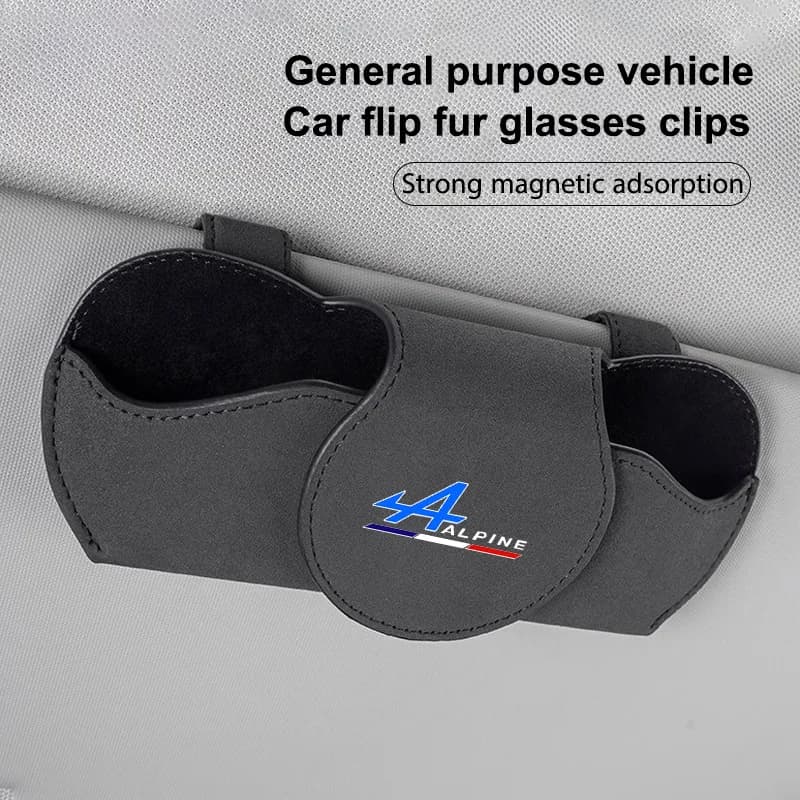 New Car Sun Visor Storage Organizer Sun Glasses Holder Accessorie Alpine Logo For Kadjar Twingo Megane Scenic Espace Kangoo Clio