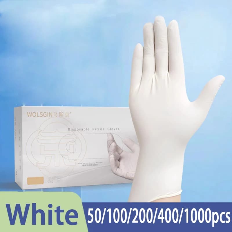 Guanti monouso in nitrile da 20/50/100/200/400/1000 pezzi, guanti giornalieri, utilizzati per tatuaggi, parrucchieri, lavorazione alimentare in cucina,