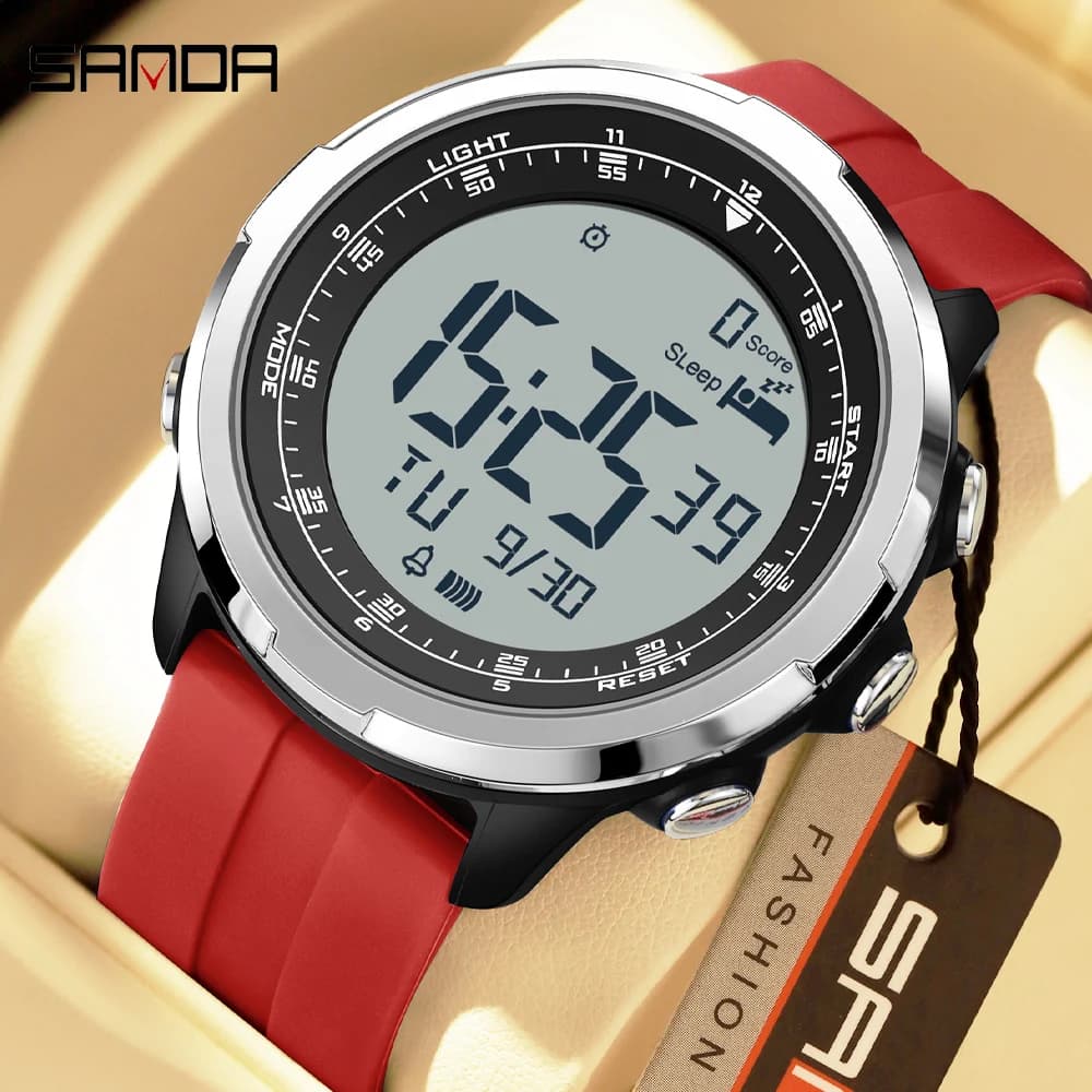 SANDA Men's Watch Digital Sport Wrist Watch LED Wrist Watch Waterproof Men's Watch 50m Digital Light Stopwatch Countdown for calories