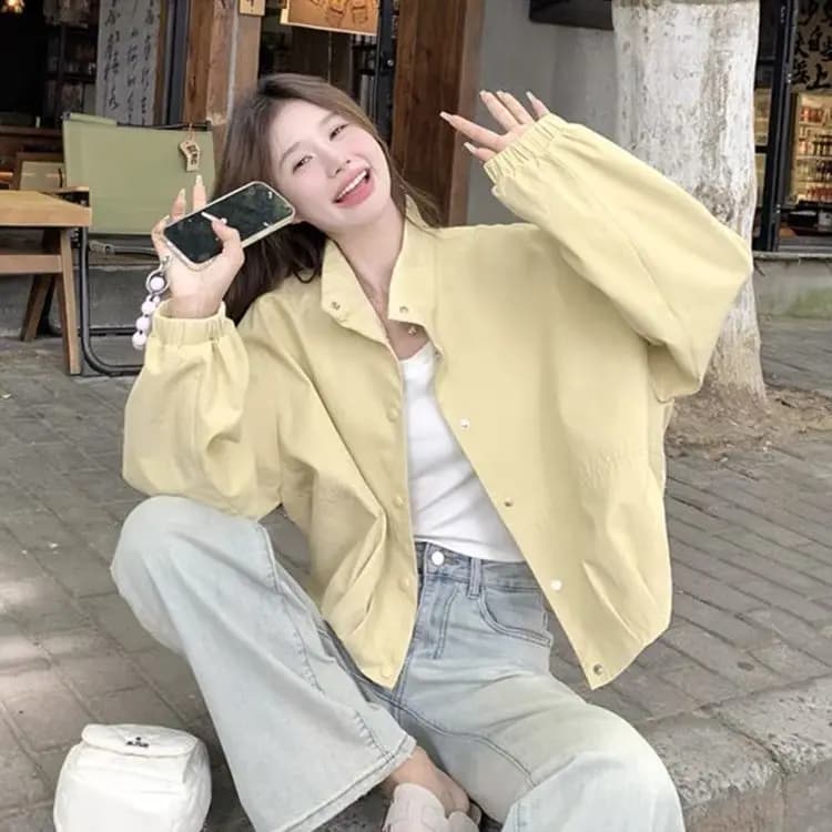 Milk Yellow Coat Women's Short 2026 Early Autumn New Lazy Style Casual Fashion Foreign Style Jacket
