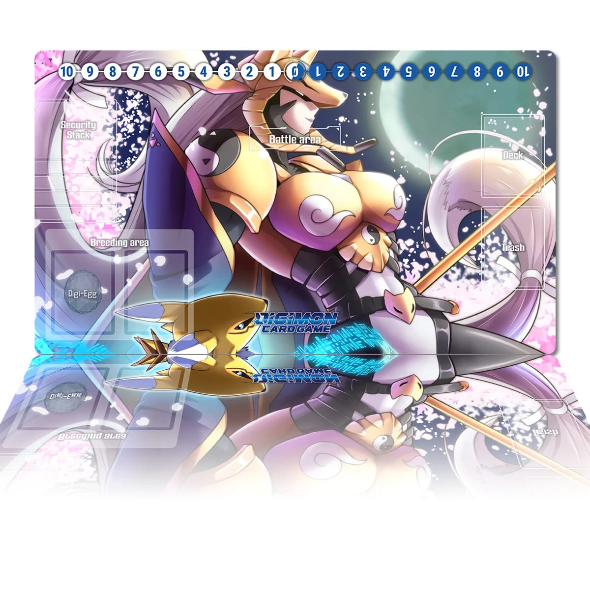 Tappetino da Gioco Digimon Sakuyamon per TCG CCG, Tappetino per Giochi di Carte e da Tavolo, Tappetino per Mouse Anime, Tappetino da Scrivania, Accessori Gaming, Borsa Omaggio