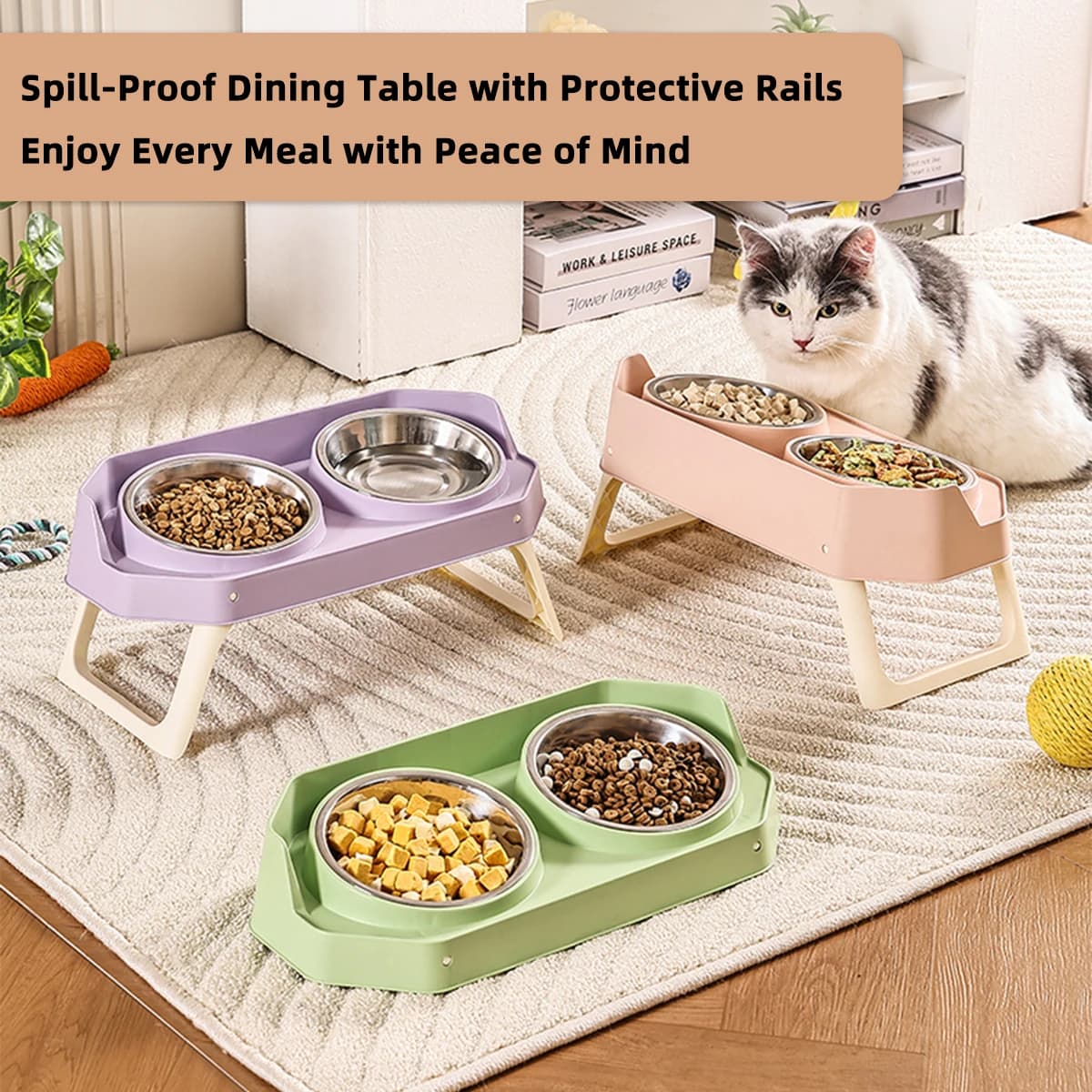 Detachable Anti-Slip Large Capacity Pet Bowl for Cats And Dogs Neck Protection Food Water Bowl Combination Dog Bowl with Stand
