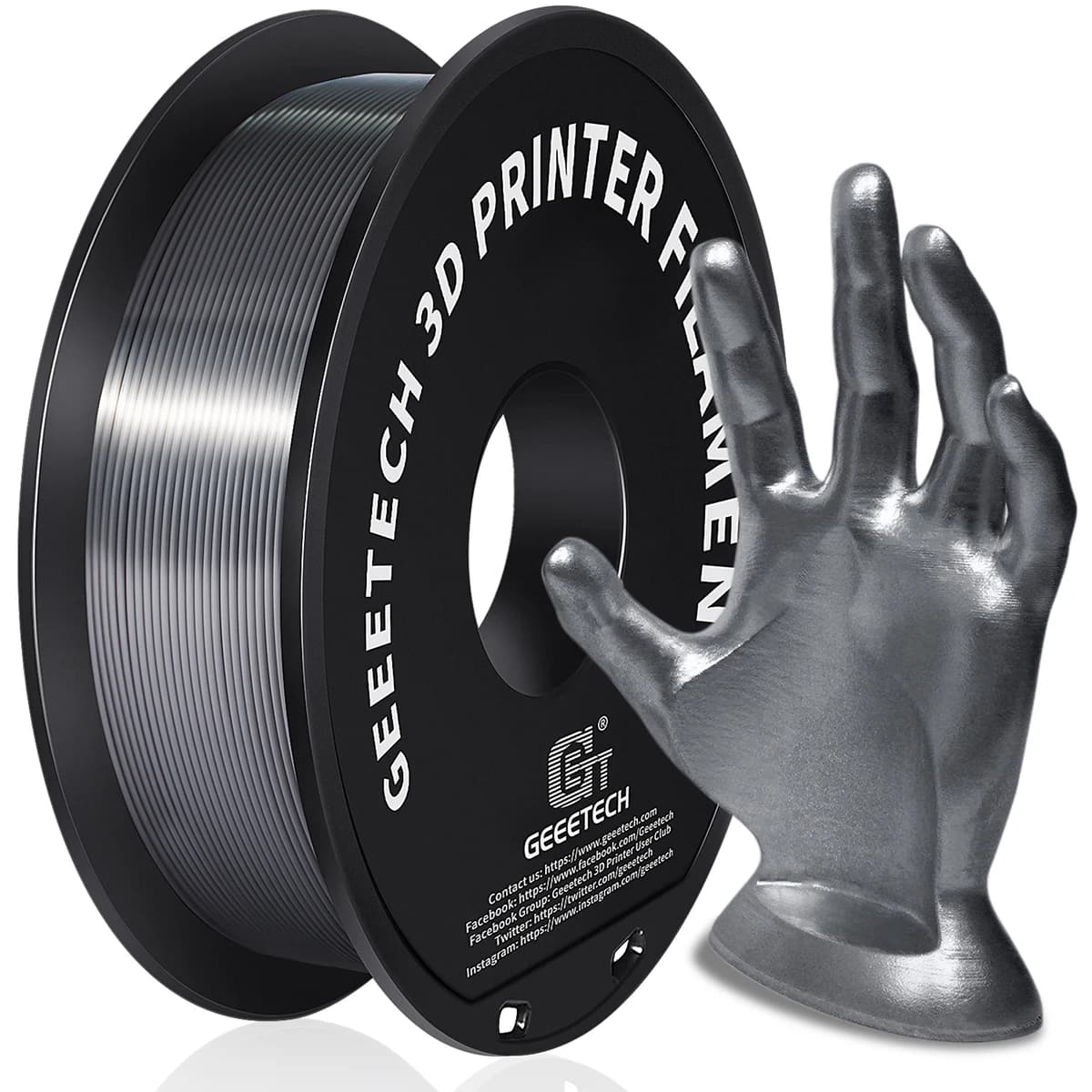 3D Printer Filament Geetech PLA PETG Plastic 1 kg 1.75 mm, without glazing, 3D printing wire materials, black, white, vacuum packaging