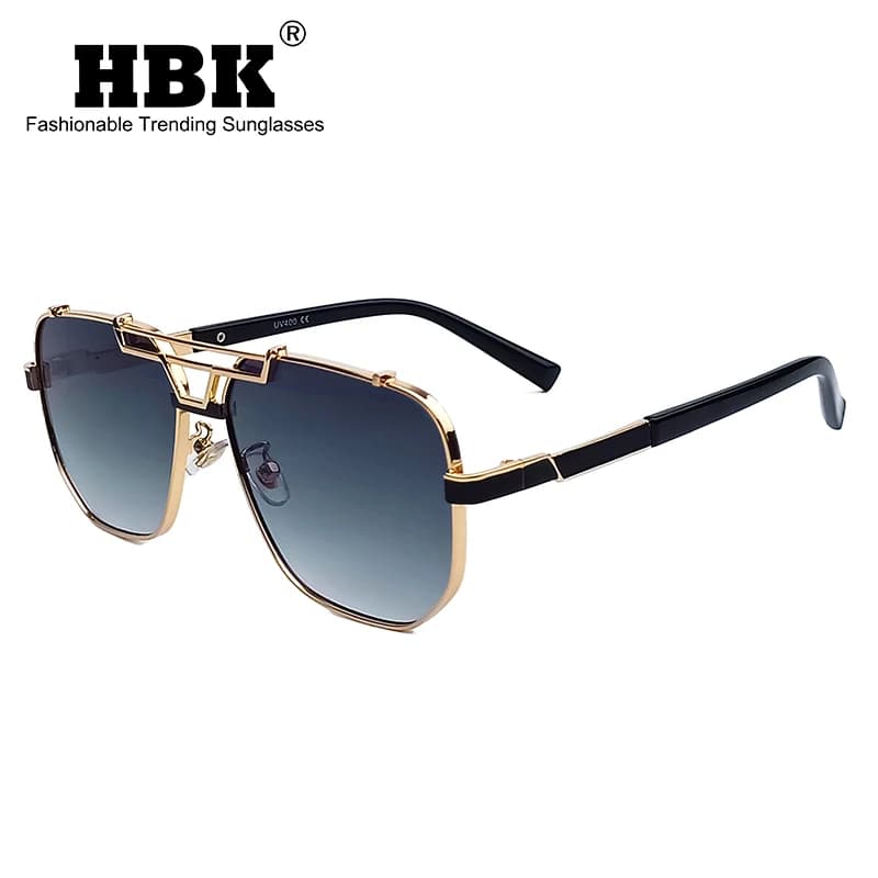 HBK Polygon Meta occhiali da sole montatura quadrata Flat Top doppi ponti donna Punk occhiali da sole da guida maschili alla moda
