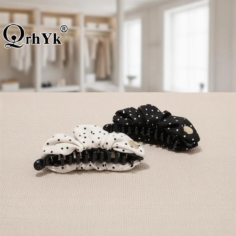 Korean-Style Ponytail Wig For Women Polka Dots Banana Wave Clip Deep Wave Clip To Create Volume And Add Thickness To The Hair