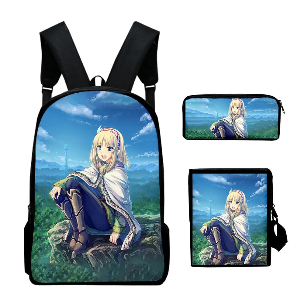 Trendy In the Land of Leadale 3D Print 3pcs/Set pupil School Bags Laptop Daypack Backpack Inclined shoulder bag Pencil Case