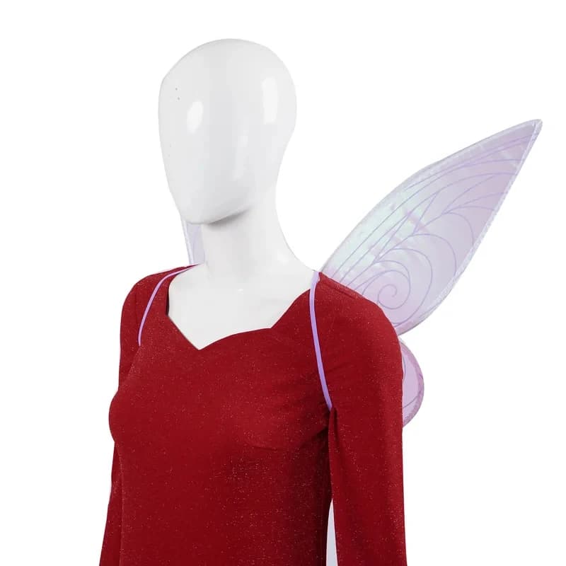 Costume Cosplay Anime Fairy Godmother con Abito di Paillettes, Ali, Bacchetta Magica e Occhiali per Halloween.