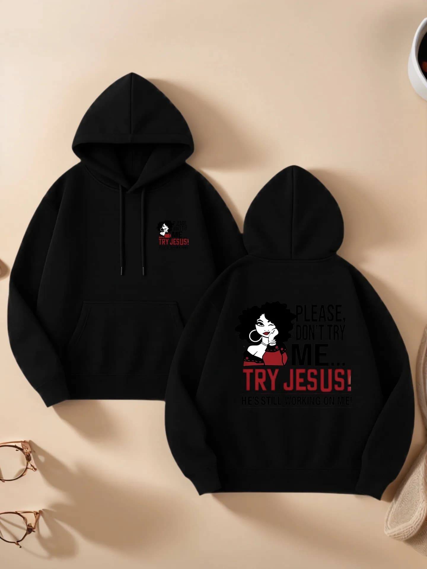 Felpa con cappuccio essenziale da donna, stampa di lettere, stile estetico casual, foderata in pile, abbigliamento casual quotidiano per giovani uomini