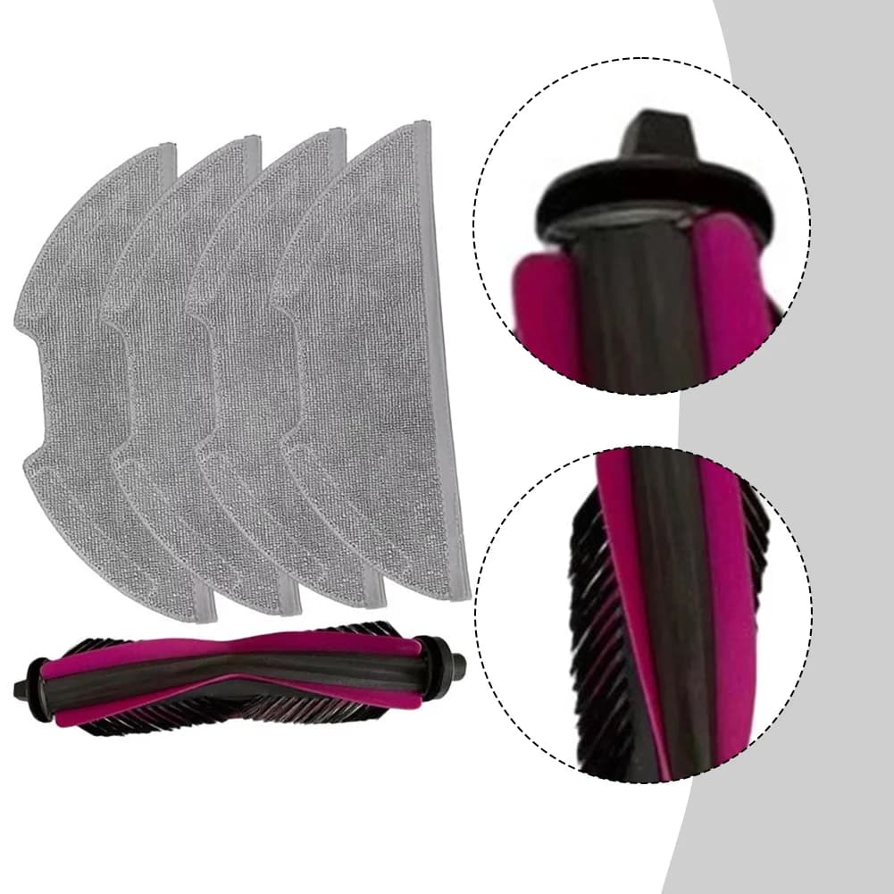1 Roller Brush 4 Rag Replacement For Eureka E20 For Evo For Plus Robot Vacuum Cleaner For Efficient Cleaning