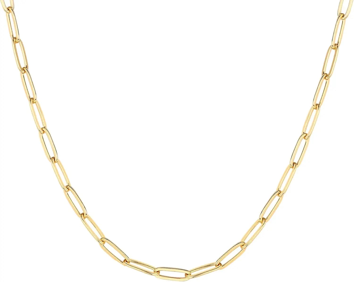 Collana Regolabile Placcata Oro 14K con Catena a Maglia Curb, Paperclip, Box, Sfera, Snake, Herringbone e Figaro