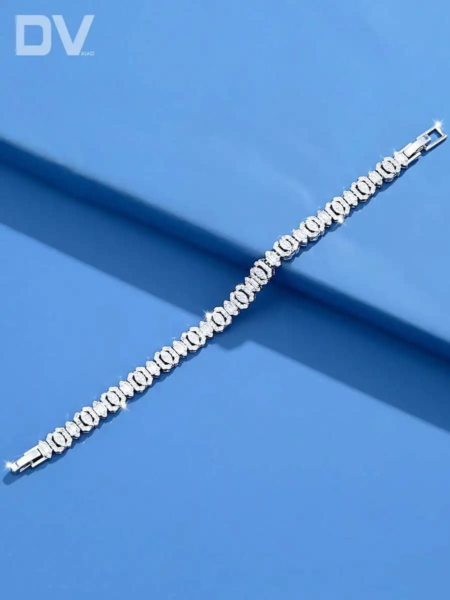 Bracciale tennis placcato oro bianco con zirconi cubici per donna, regalo scintillante per matrimonio, festa, appuntamento o anniversario