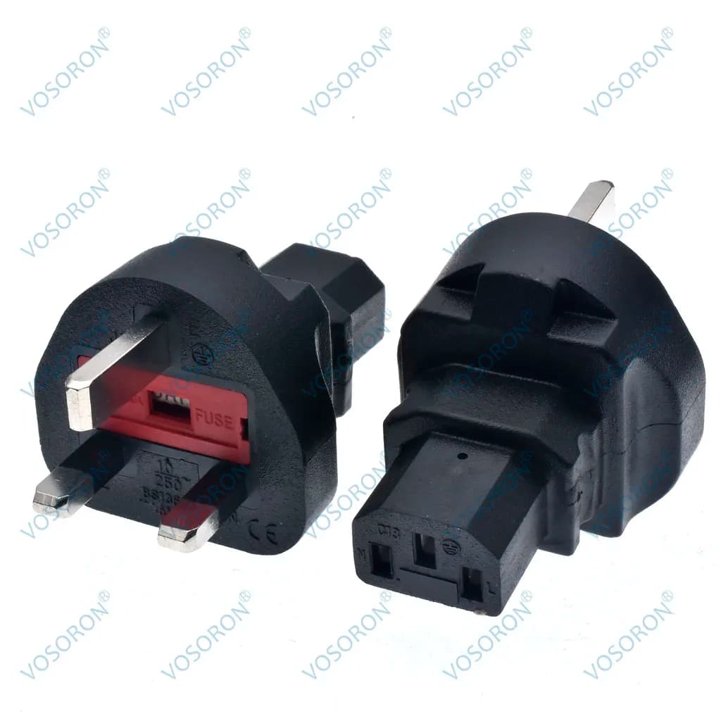 Adattatore di alimentazione CA da spina standard UK BS1363/A a IEC C13, spina adattatore da viaggio per server PDU/UPS da maschio britannico a C13 femmina 250 V