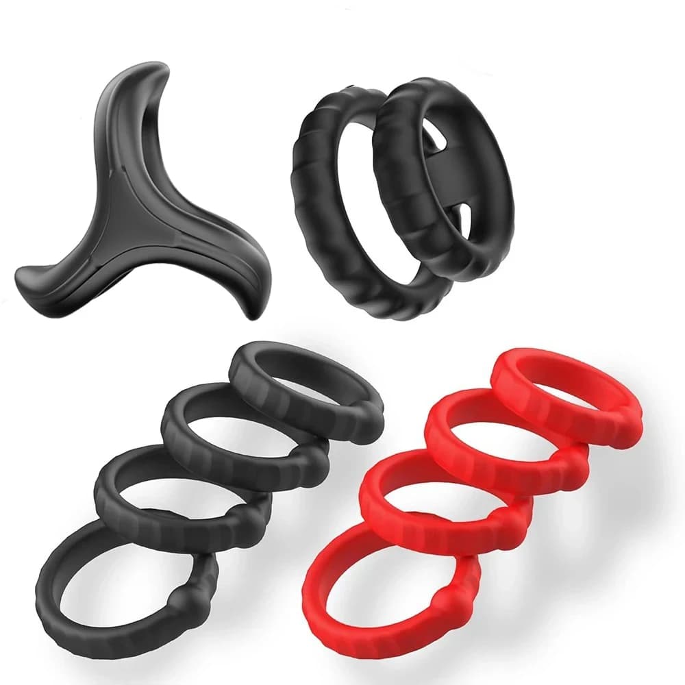 Silicone Penis Ring Set Men’s Cock Rings Penis Sleeve Erection Enhancing Soft Stretchy Adult Sex Toys for Men Couples Gay