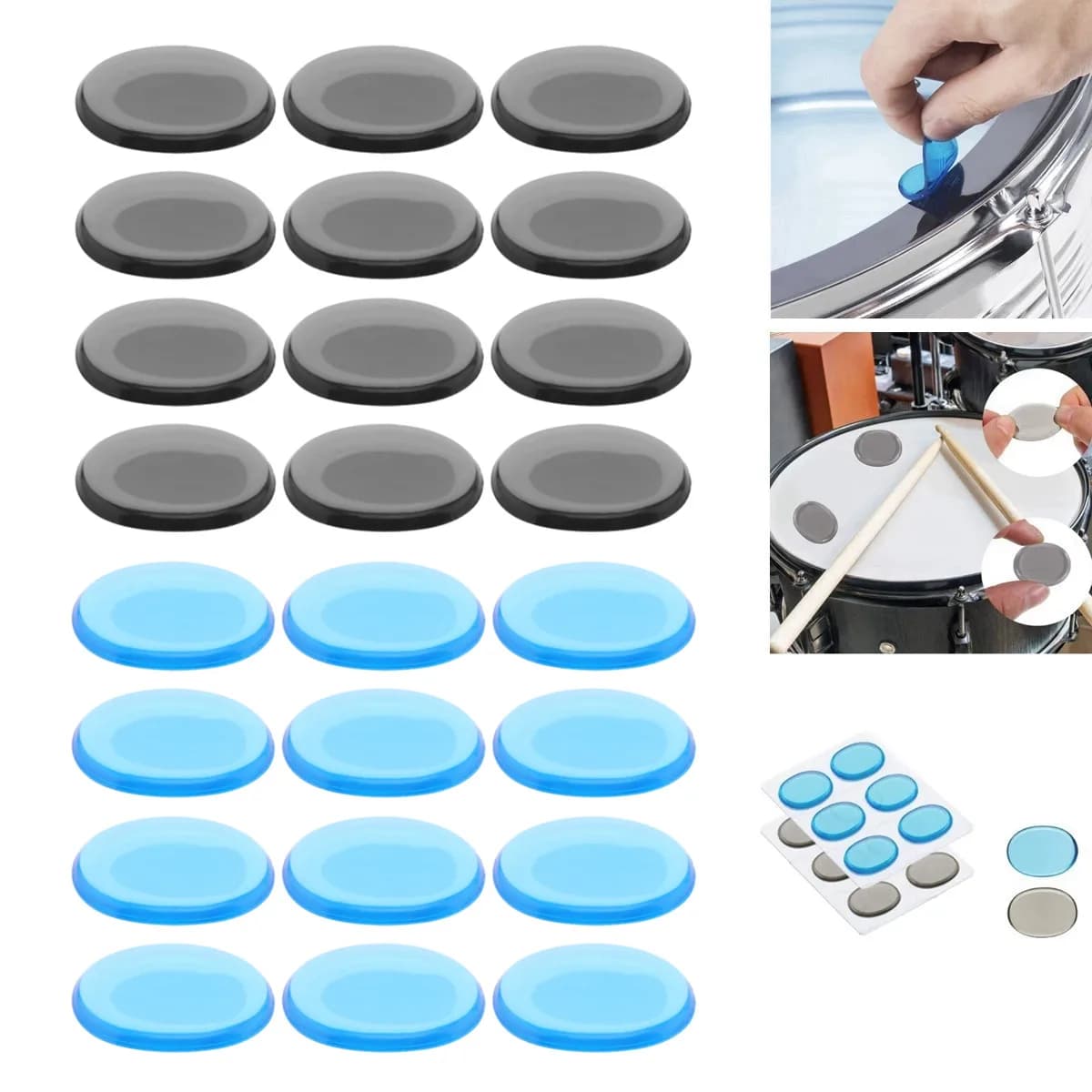 6/12/24 pezzi silenziatore per batteria silenziatore per rullante jazz in silicone trasparente 3 colori opzionali/un ottimo assistente per i giocatori di set di batteria