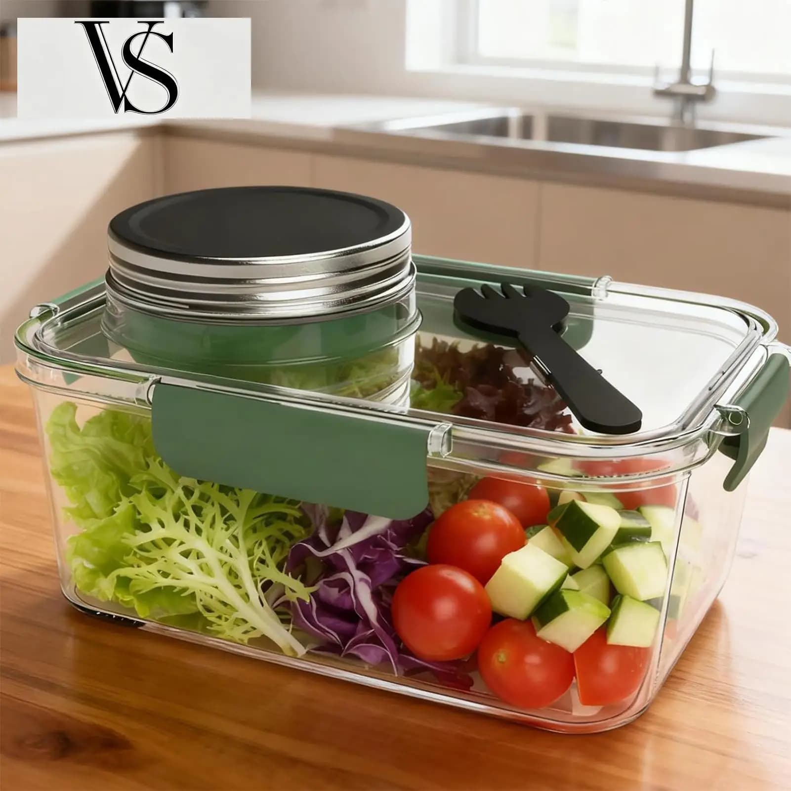 Salad Container 2.5 OZ Storage Food Container with Picnic Lid Box Lunch for Kitchen Office Travel School Meal Prep Snack Salad