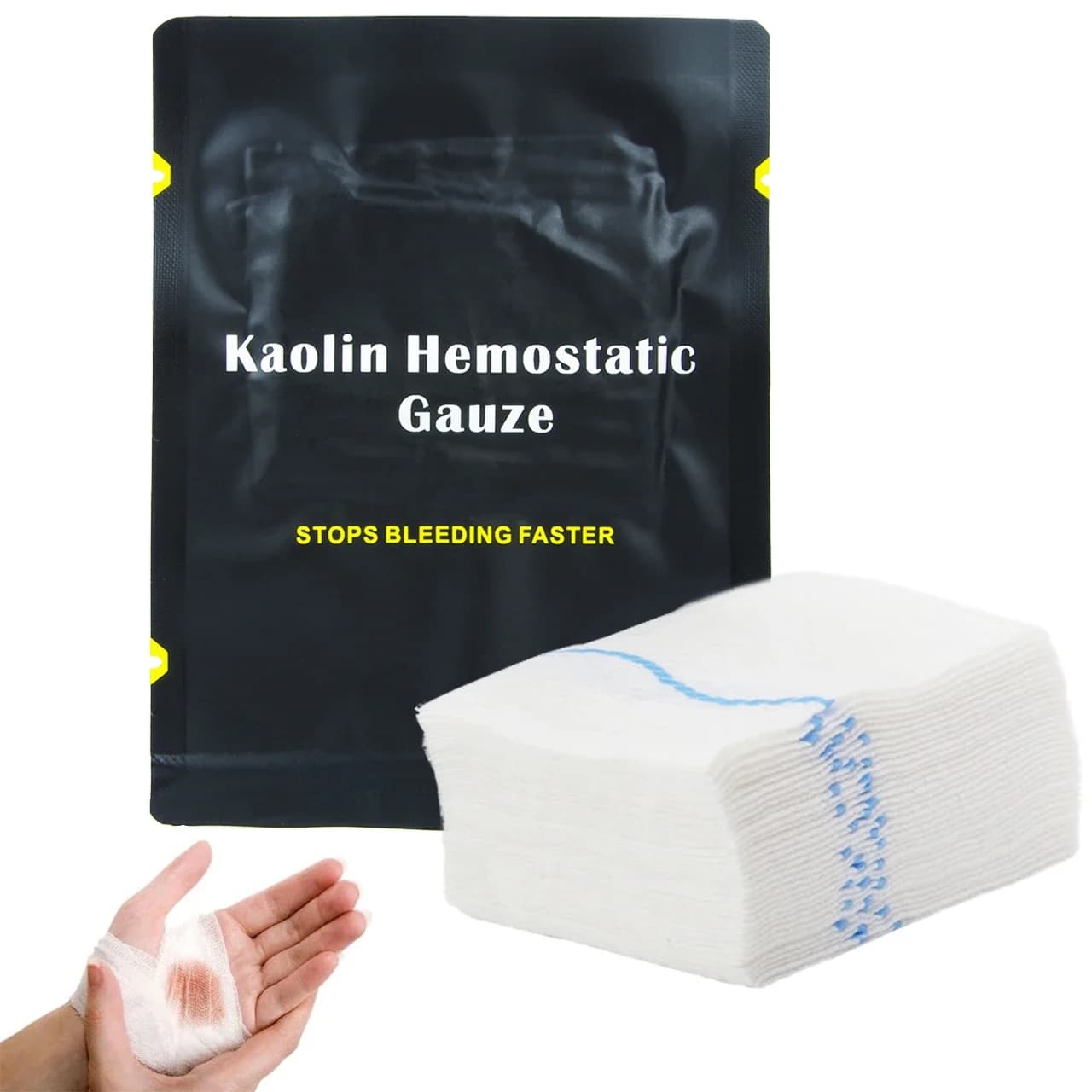 Emostatic caolin fire emergency trauma Z-Fold soluble for tactical emergency kit Ifak medical treatment for wound