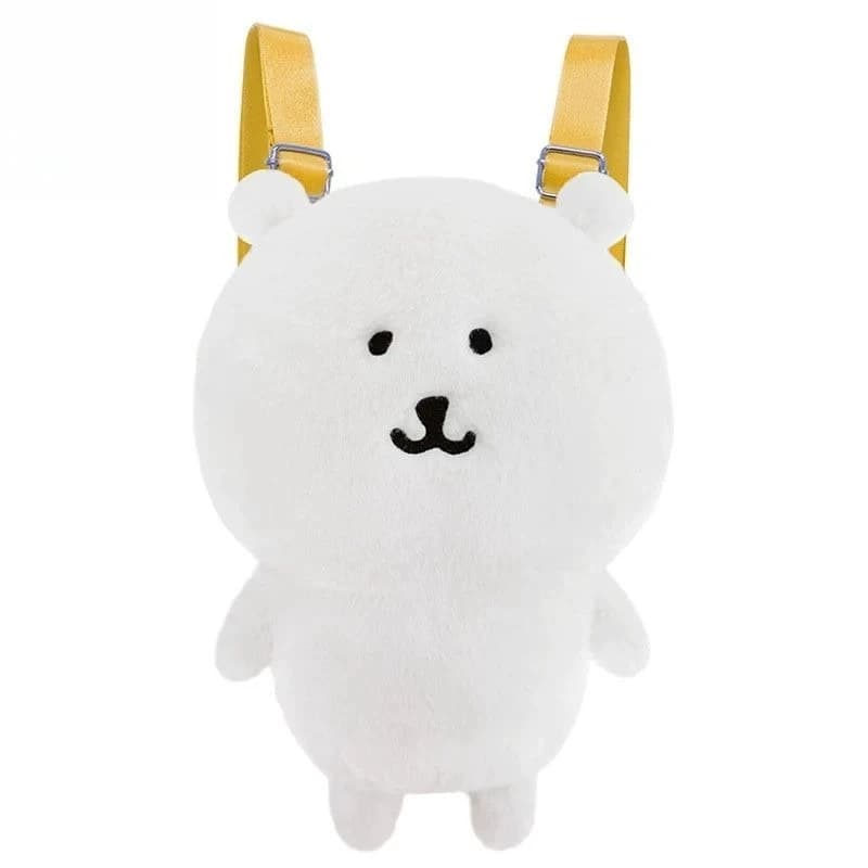 Joke Bear Plush Shoulder Bag Cute White Bear Shaped Plush Backpack with Adjustable Straps for Daily Decor & Gift