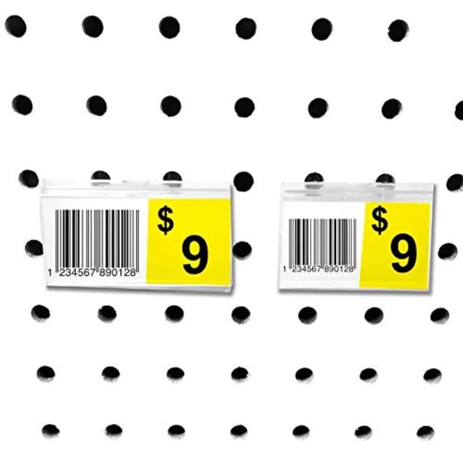 Porta etichette Pegboard Display per biglietti UPC scansionabile con slot per parete Peg 2" L x 1,25" Confezione da 100