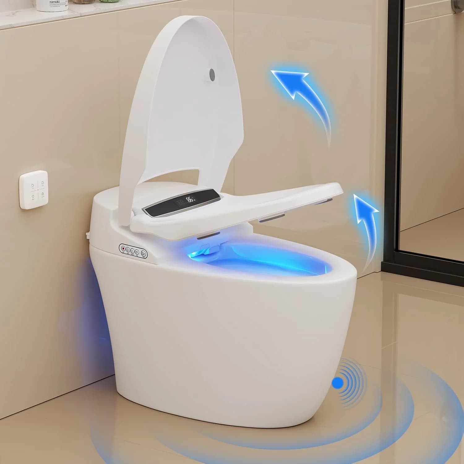 Hcore Smart WC monopezzo senza serbatoio Sedile riscaldato Luce notturna Sciacquone automatico Sedile aperto/chiuso automatico Chiusura lenta Altezza comfort