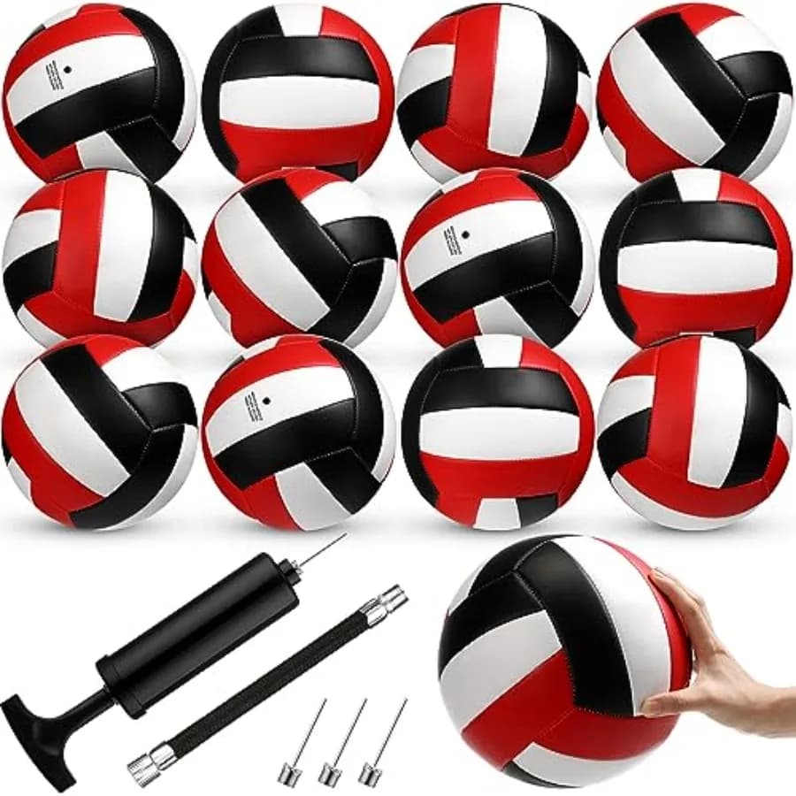 Palloni da Pallavolo Misura Ufficiale 5, Morbidi, per Uso Ricreativo, con Pompa, Dimensioni Regolamentari per Principianti, Uso Interno ed Esterno, Spiaggia, Palestra