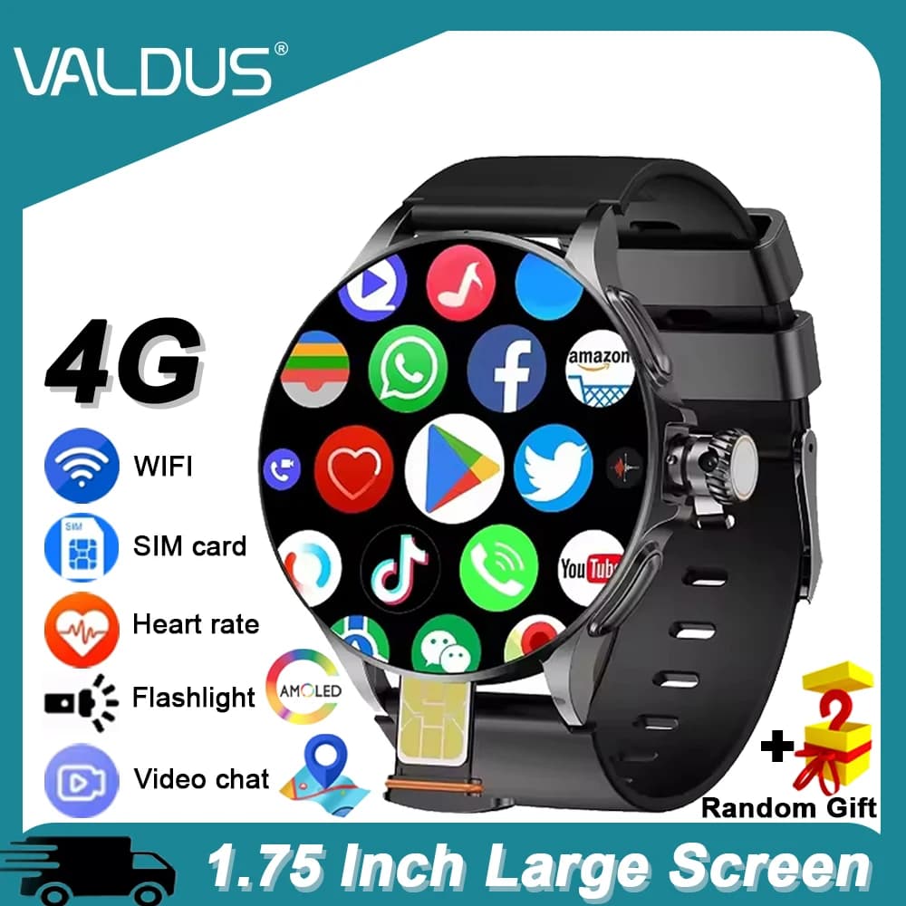 Valdus 2025 Nuovo GT200 4G Astuto Della Vigilanza Video Chat 32GB di Memoria WIFI SIM Card NFC Sport GPS Posizionamento Frequenza Cardiaca 4G Andriod Orologio