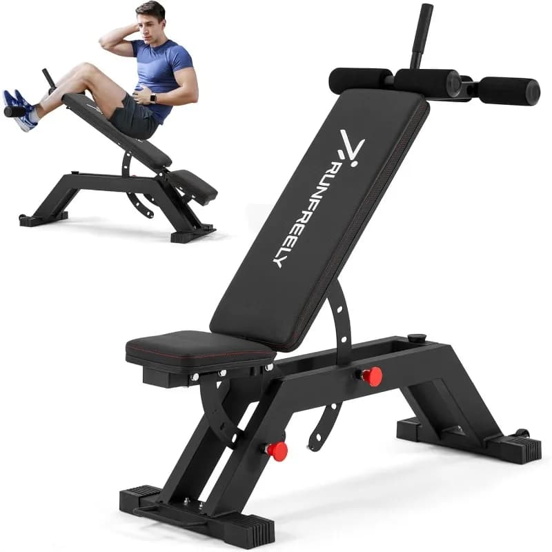 Adjustable and Declineable Weight Bench for Home Gym, 1000 LBS FID bench for Abdominal Training with Accessories Roller for Legs and Handles