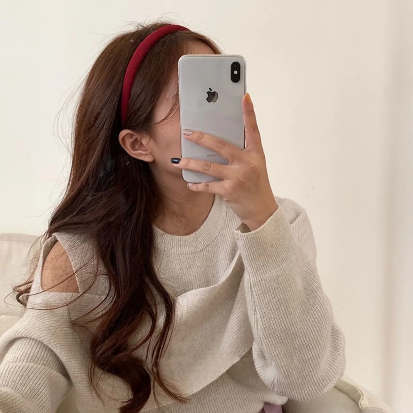 1PC Korean - Style Retro Headbands, Wine - Red Thin Solid Hair Hoops, Elegant Hair Accessories for Fashionable Looks