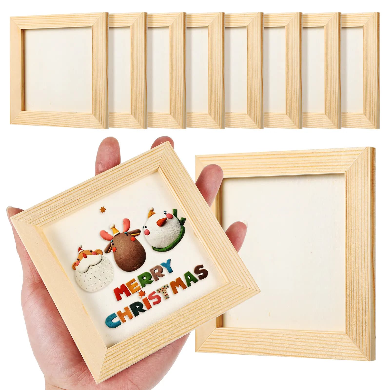 10 frames in unfinished wood with smooth edges for children, for artistic painting, crafts, photo exhibition, school, home, kindergarten, diy