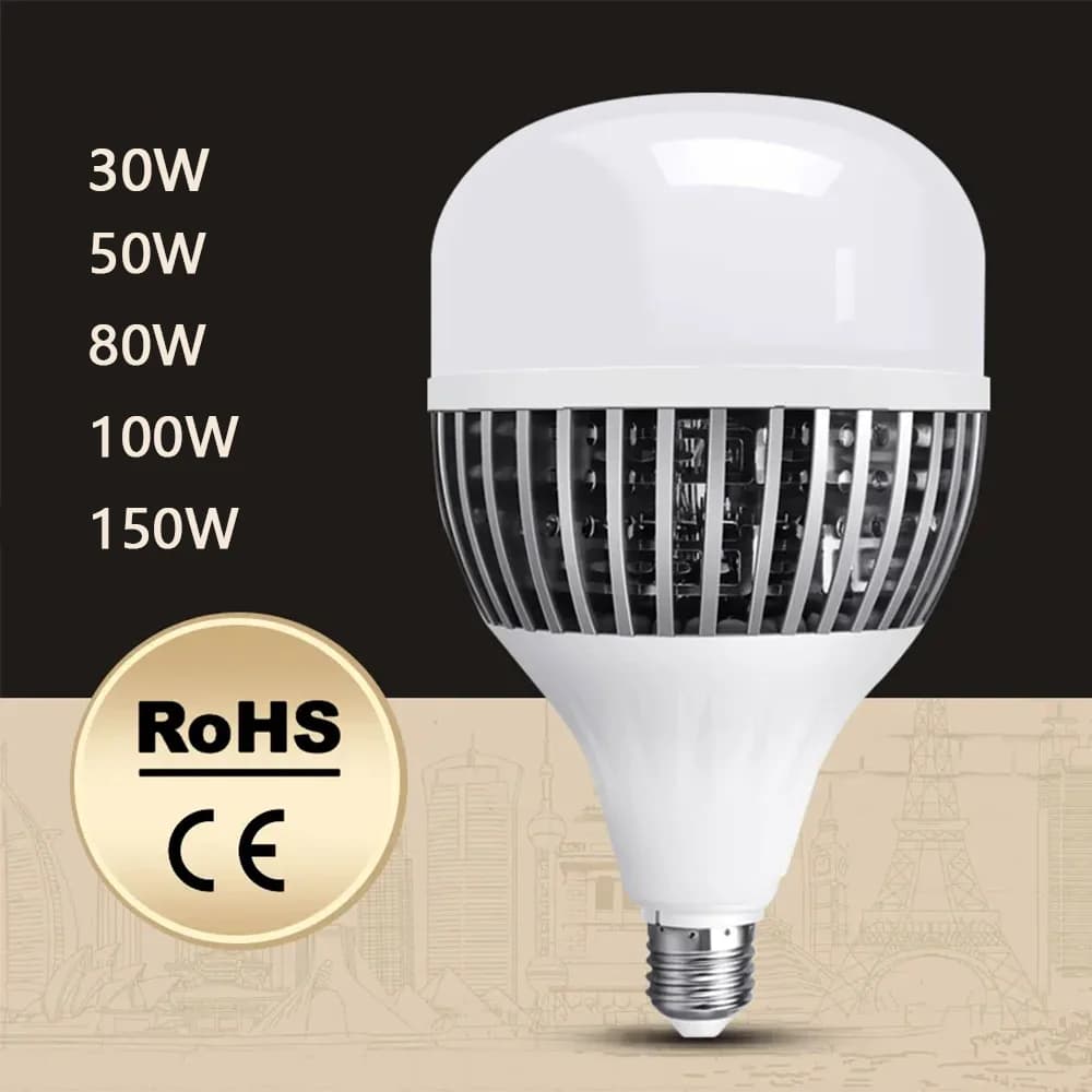 Lampadina LED E27 ad alta potenza 150W 100W 80W 50W 30W AC220V 230 240V Faretto Lampada LED Bombillas Lampada
