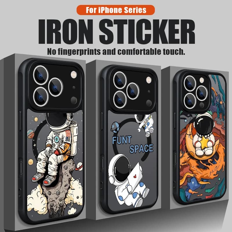 Astronaut Pattern Magnetic Case For iPhone 17e 17 16 15 14 13 Pro Max 16e 11 For Magsafe Wireless Charge Shockproof Phone Cover
