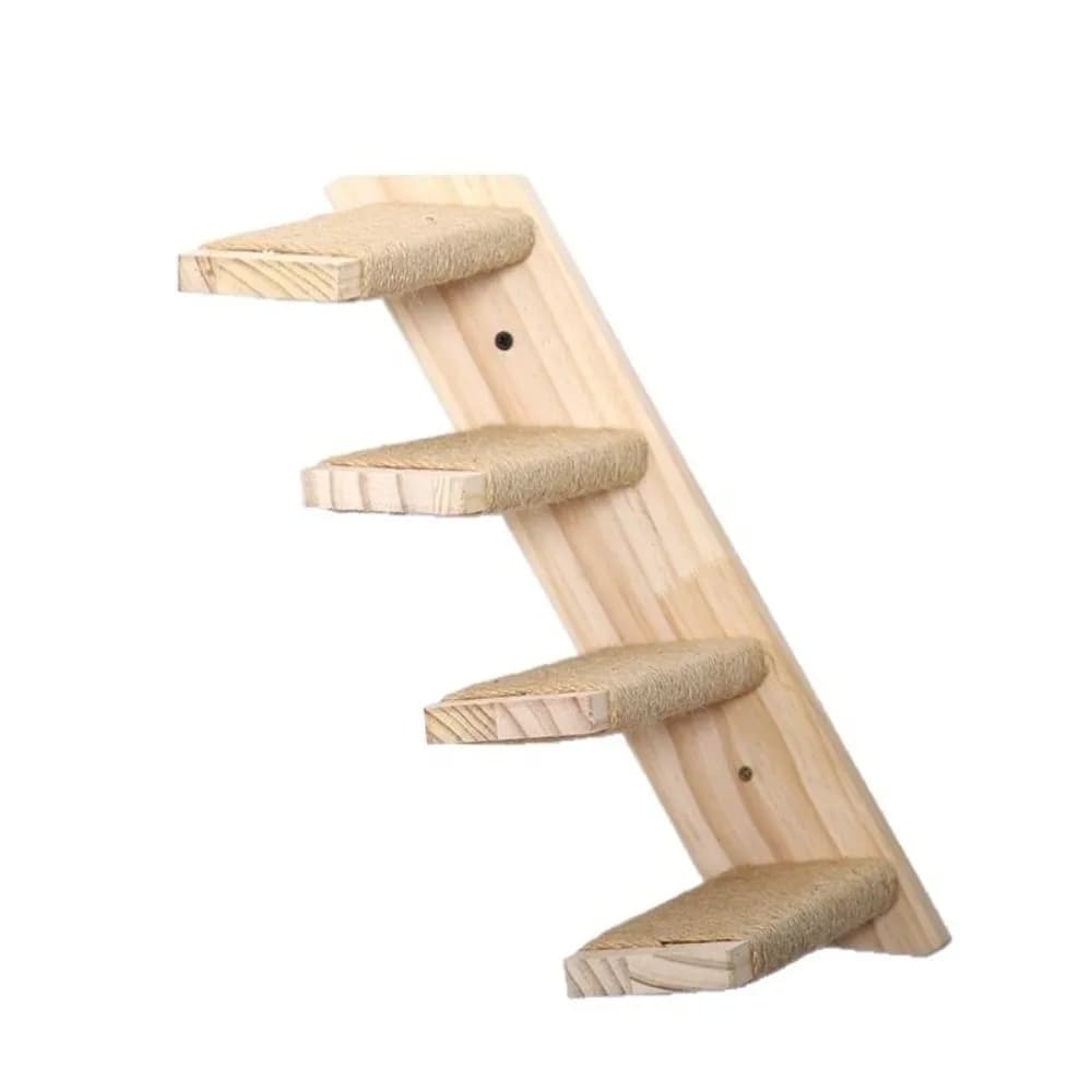 1pc/4pcs Wooden Cat Climbing Shelves Sisal Cover Wall Mounted Cat Wall Shelves Pet Stairs Cat Scratcher Furniture Indoor Use