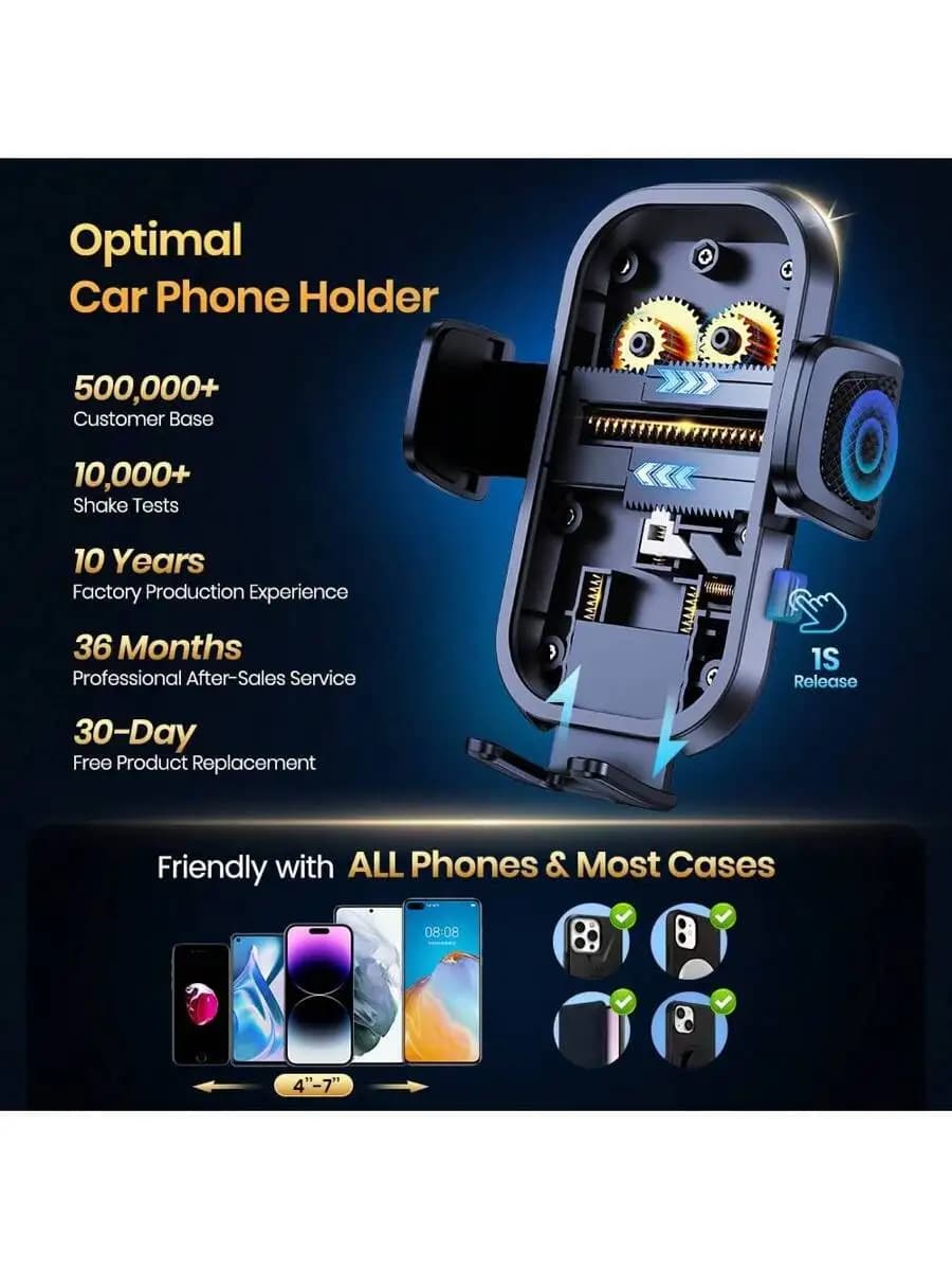Supporto per telefono da auto con presa d'aria per tutti i telefoni con custodie spesse da 4-7 pollici, supporto a morsetto a mani libere
