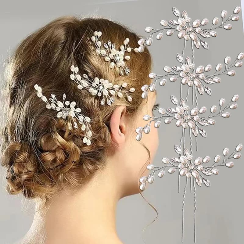 Fermagli per capelli con perle da donna Diademi da sposa Pettine per capelli Vite Forcine per damigella d'onore Barrettes Copricapo da donna Pezzi per capelli da sposa Gioielli