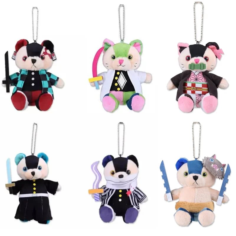 Anime Demon Bear Mitsuri Kanroji Muichiro Tokito peluche portachiavi catene bambini peluche piccolo ciondolo per bambini 15CM