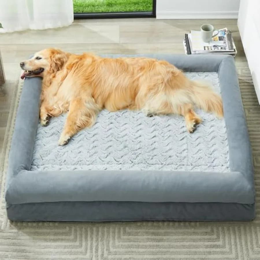 Cuccia XL extra large per cani, divano lavabile per cani con rivestimento impermeabile rimovibile, cuccia ortopedica grande per animali domestici con sponde imbottite