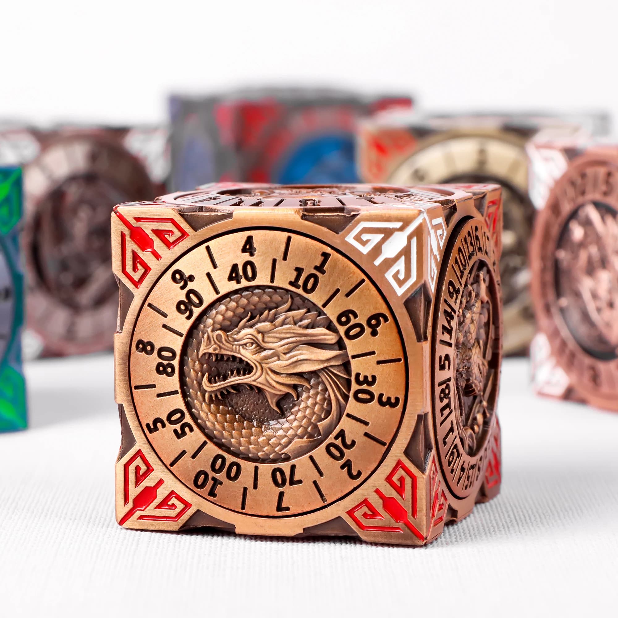 Set di Dadi DND 7 in 1 Unico con Cubo Spinner in Metallo 3D in Rilievo, Regalo Originale per Giocatori di Giochi di Ruolo da Tavolo, Dadi D&D per Dungeons and Dragons