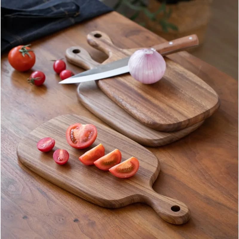Reversible Wood Cutting - Large Portable Table with Kitchen Handle, Camping, Multipurpose for Preparation and Service